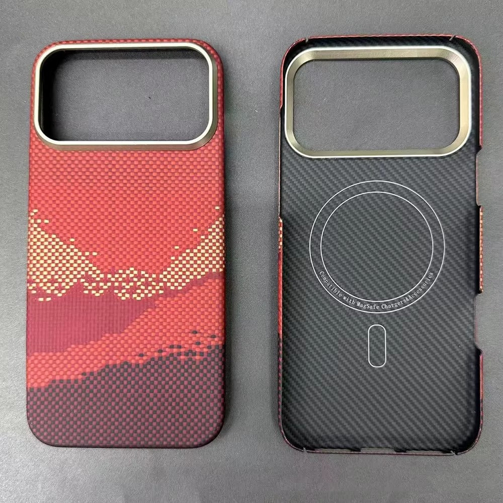 Luxury iPhone Case — Real Aramid Carbon Fiber MagSafe Cover with Shockproof Protection, Anti-Fingerprint Anti-Scratch Lightweight Design