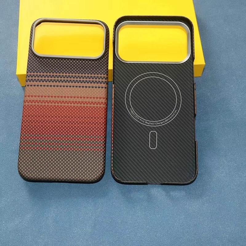 Luxury iPhone Case — Real Aramid Carbon Fiber MagSafe Cover with Shockproof Protection, Anti-Fingerprint Anti-Scratch Lightweight Design