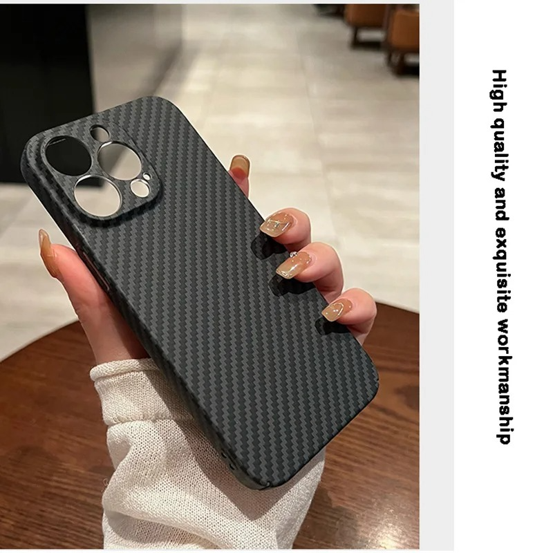 Luxury iPhone Case — Real Aramid Carbon Fiber Ultra-Thin Lightweight Cover with Shockproof Dustproof Protection & Precision-Cut Premium Design
