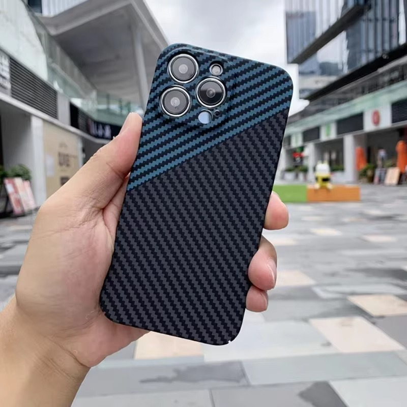 Luxury iPhone Case — Real Aramid Carbon Fiber Ultra-Thin Lightweight Cover with Shockproof Dustproof Protection & Precision-Cut Premium Design