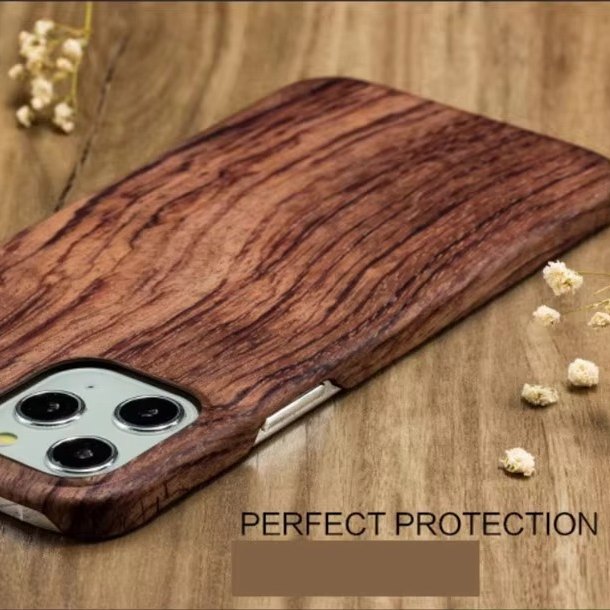 Luxury iPhone Case — Real Walnut, Ebony, Bamboo & Rosewood Wooden Back Cover with Dustproof Half-Wrapped Hard Protection