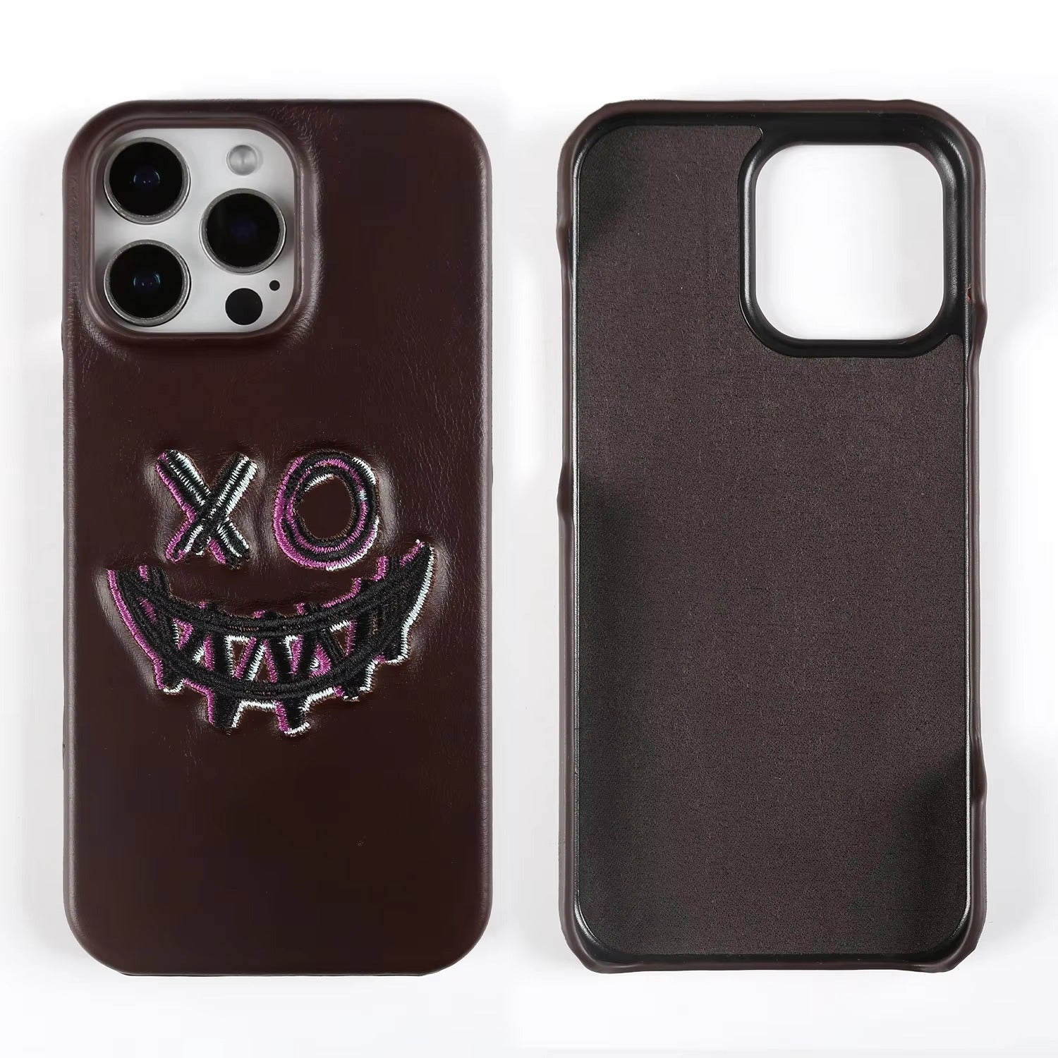 Luxury iPhone Case — Retro Embroidered Genuine Leather Cover with Full-Grain Vintage Design, Shockproof Anti-Scratch Protection & Lightweight Non-Slip Finish