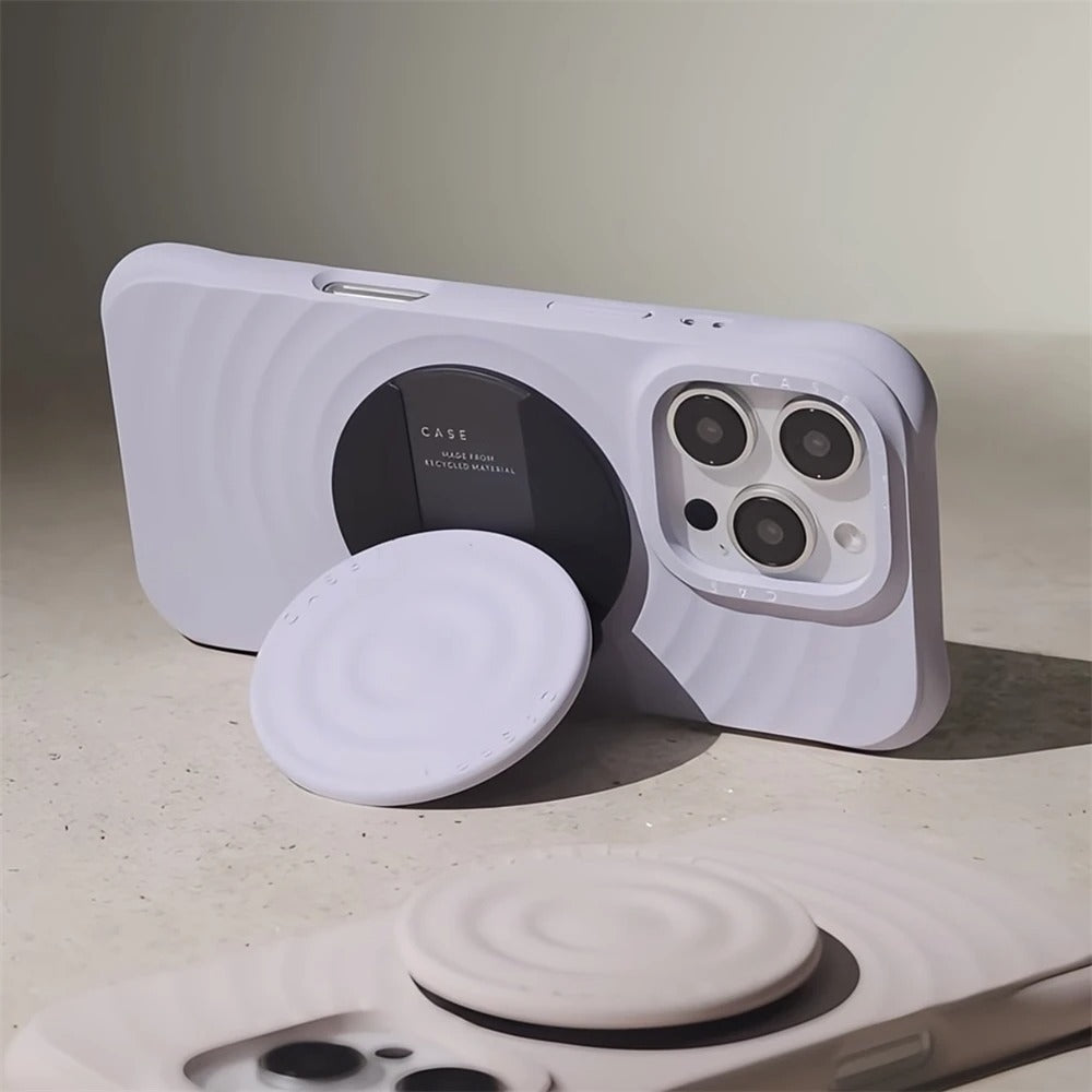 Luxury iPhone Case — Ripple Silicone Engraved Letters Cover, MagSafe Magnetic Wireless Charging, Anti-Fall Shockproof Protection