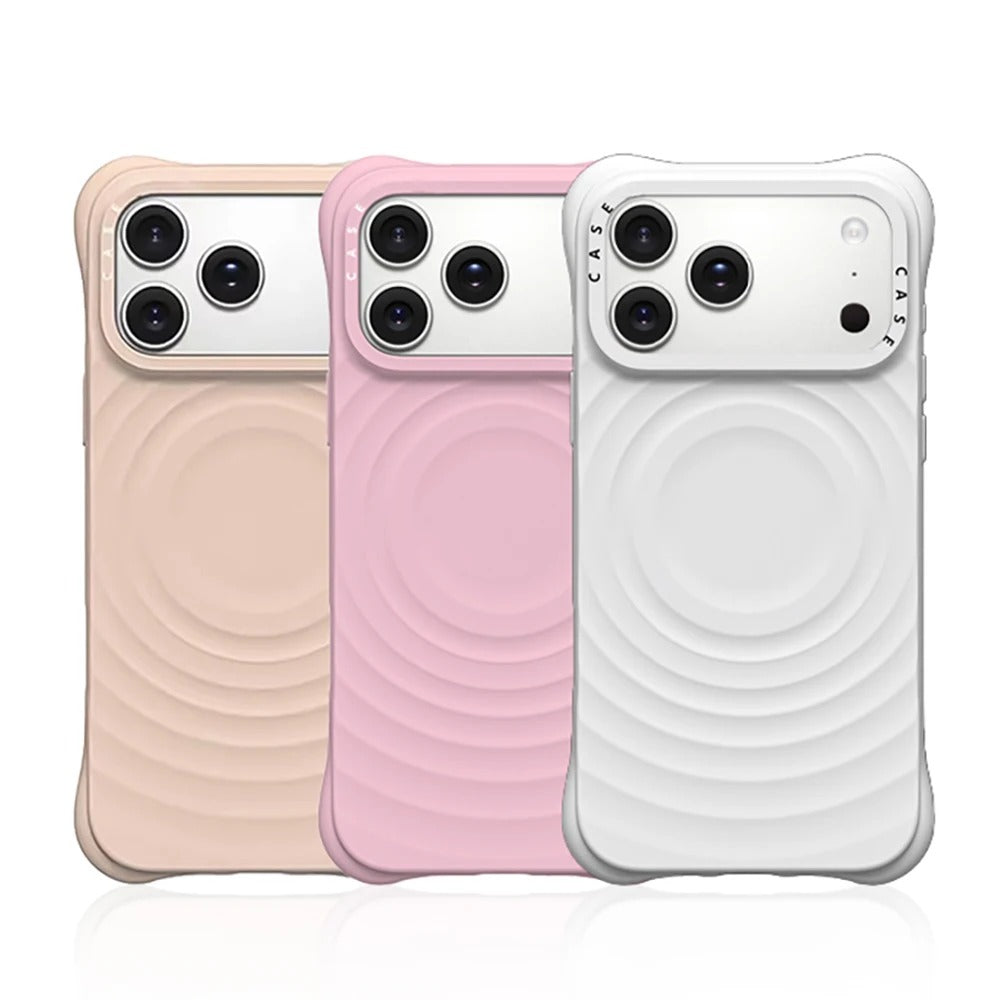 Luxury iPhone Case — Ripple Silicone Engraved Letters Cover, MagSafe Magnetic Wireless Charging, Anti-Fall Shockproof Protection