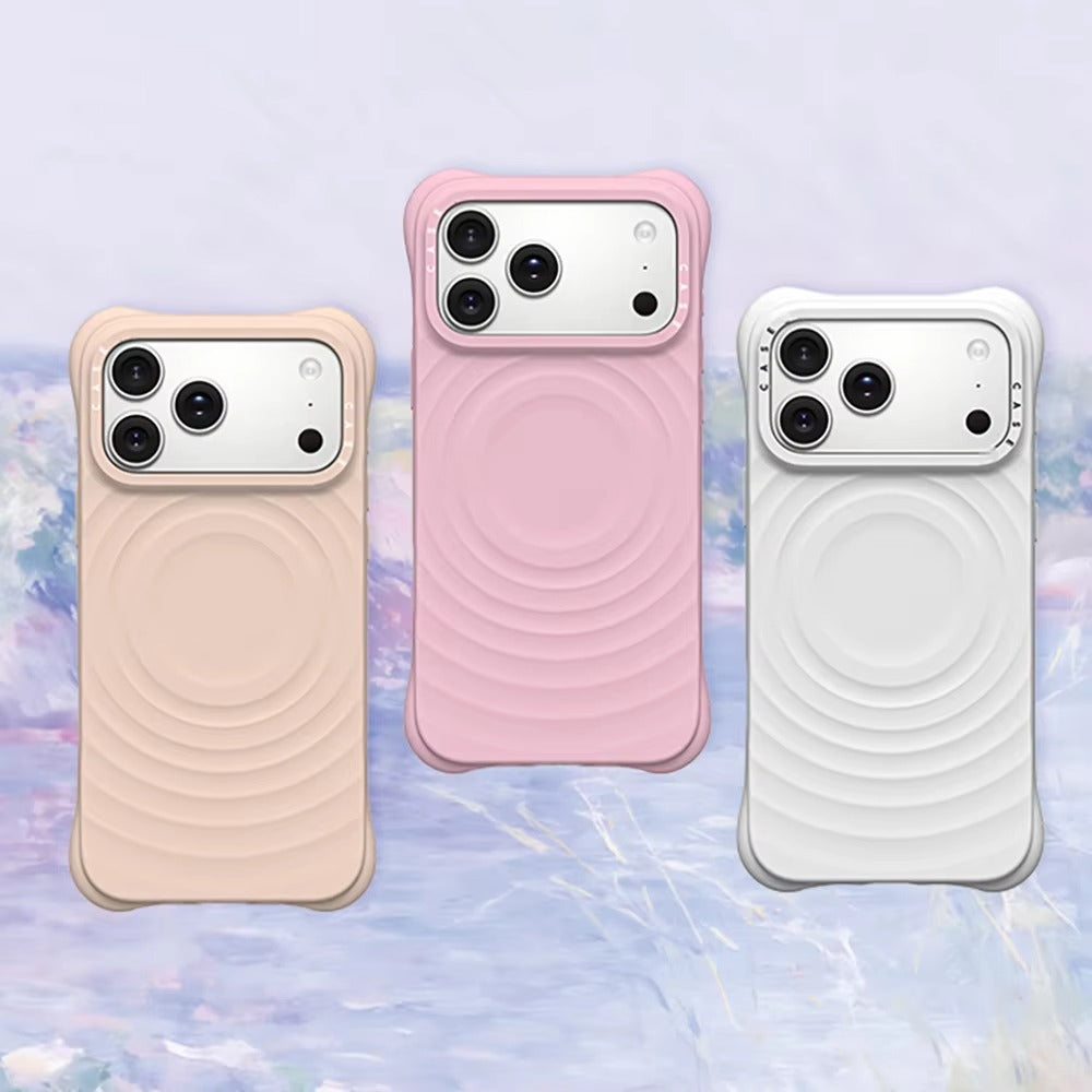 Luxury iPhone Case — Ripple Silicone Engraved Letters Cover, MagSafe Magnetic Wireless Charging, Anti-Fall Shockproof Protection