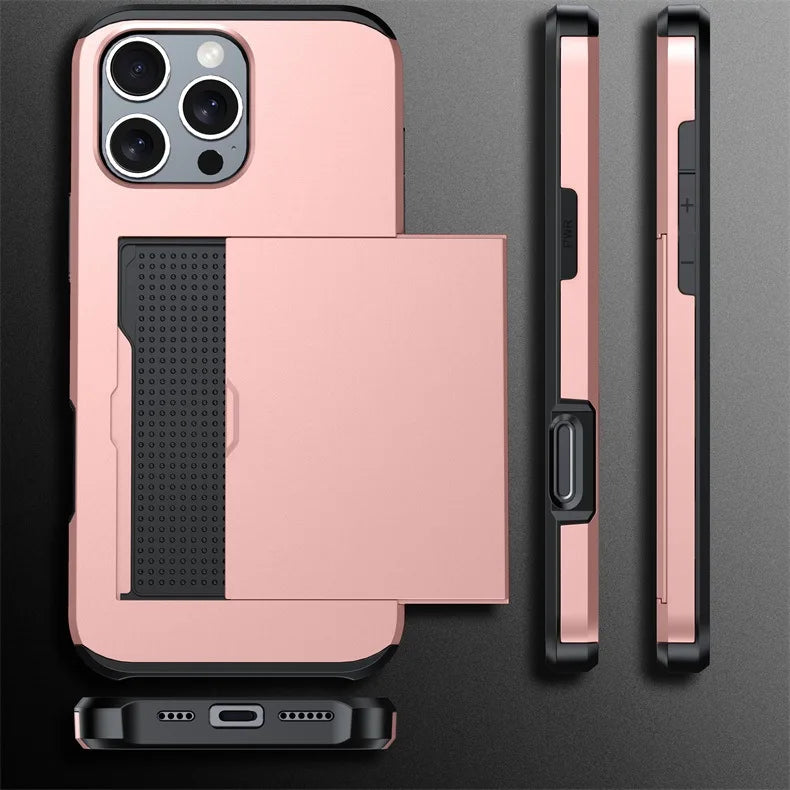Luxury iPhone Case — Shockproof Flip Wallet Cover with Card Holder, Built-In Stand and Anti-Fingerprint Scratch-Resistant Design