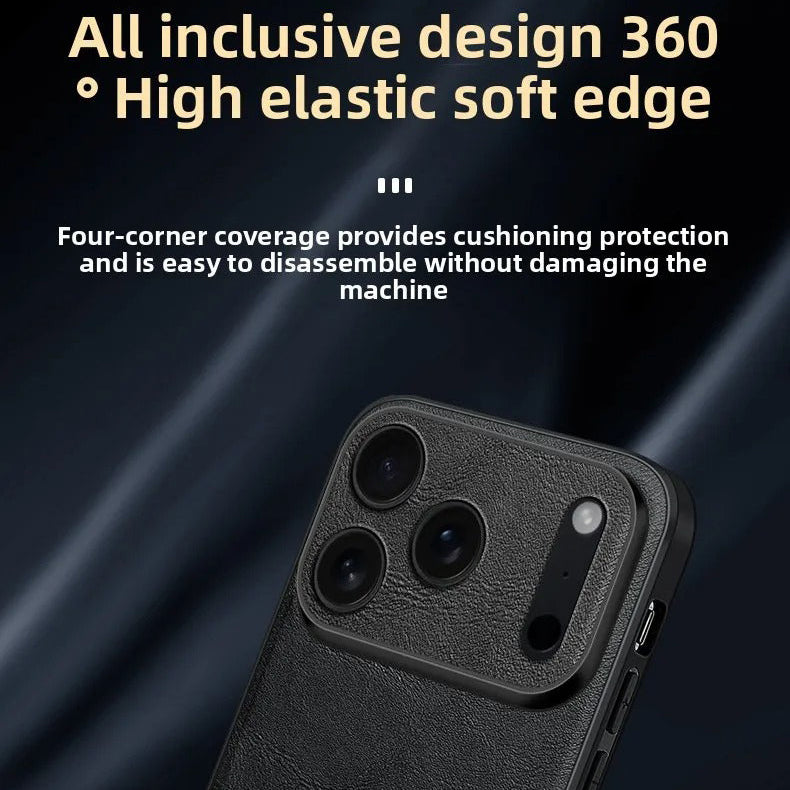 Luxury iPhone Case — Shockproof Soft Leather Cover, Half-Wrapped PC+TPU Design, Anti-Fingerprint Anti-Scratch Non-Slip Protection, Plain Finish