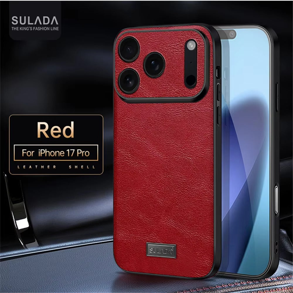 Luxury iPhone Case — Shockproof Soft Leather Cover, Half-Wrapped PC+TPU Design, Anti-Fingerprint Anti-Scratch Non-Slip Protection, Plain Finish