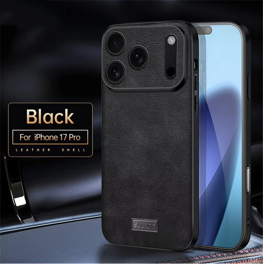 Luxury iPhone Case — Shockproof Soft Leather Cover, Half-Wrapped PC+TPU Design, Anti-Fingerprint Anti-Scratch Non-Slip Protection, Plain Finish