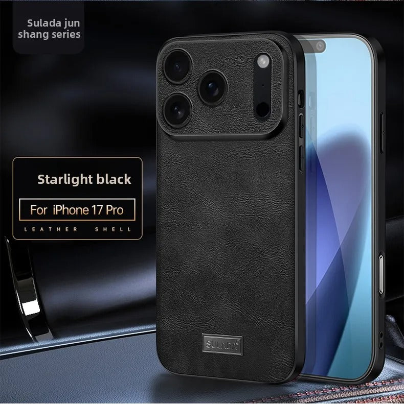 Luxury iPhone Case — Shockproof Soft Leather Cover, Half-Wrapped PC+TPU Design, Anti-Fingerprint Anti-Scratch Non-Slip Protection, Plain Finish