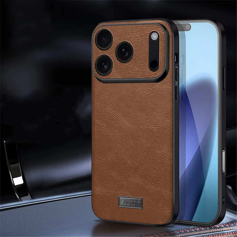 Luxury iPhone Case — Shockproof Soft Leather Cover, Half-Wrapped PC+TPU Design, Anti-Fingerprint Anti-Scratch Non-Slip Protection, Plain Finish