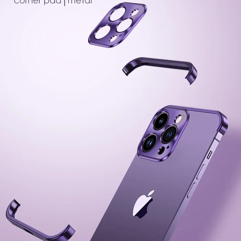 Luxury iPhone Case — Shockproof, Anti-Fingerprint, Anti-Scratch, Dustproof Lightweight Metal Frameless Bumper with Matte Anti-Glare Finish and Glass Lens Protector
