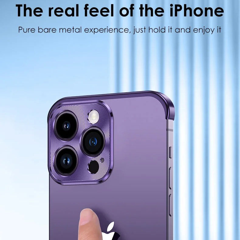 Luxury iPhone Case — Shockproof, Anti-Fingerprint, Anti-Scratch, Dustproof Lightweight Metal Frameless Bumper with Matte Anti-Glare Finish and Glass Lens Protector
