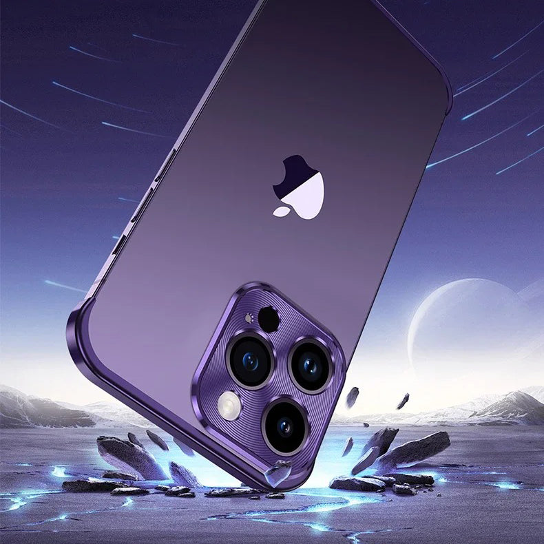 Luxury iPhone Case — Shockproof, Anti-Fingerprint, Anti-Scratch, Dustproof Lightweight Metal Frameless Bumper with Matte Anti-Glare Finish and Glass Lens Protector