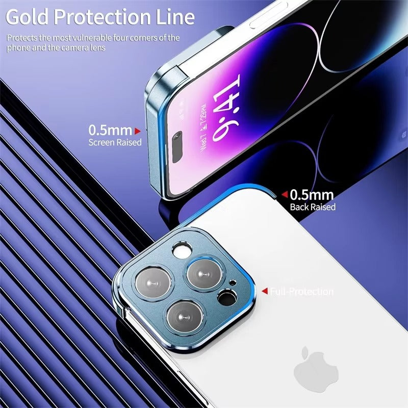 Luxury iPhone Case — Shockproof, Anti-Fingerprint, Anti-Scratch, Dustproof Lightweight Metal Frameless Bumper with Matte Anti-Glare Finish and Glass Lens Protector