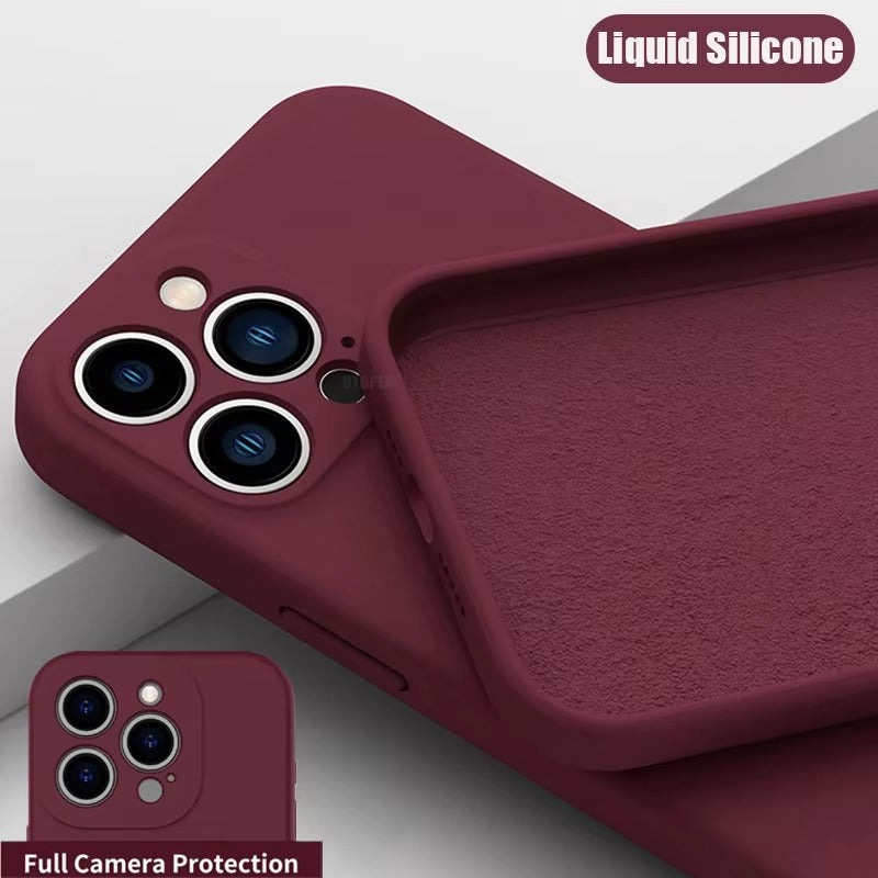 Luxury iPhone Case — Silicone Anti-Skid Shockproof Cover, Full Lens Protection, Anti-Fingerprint, Anti-Scratch, Dustproof, Soft Matte Finish
