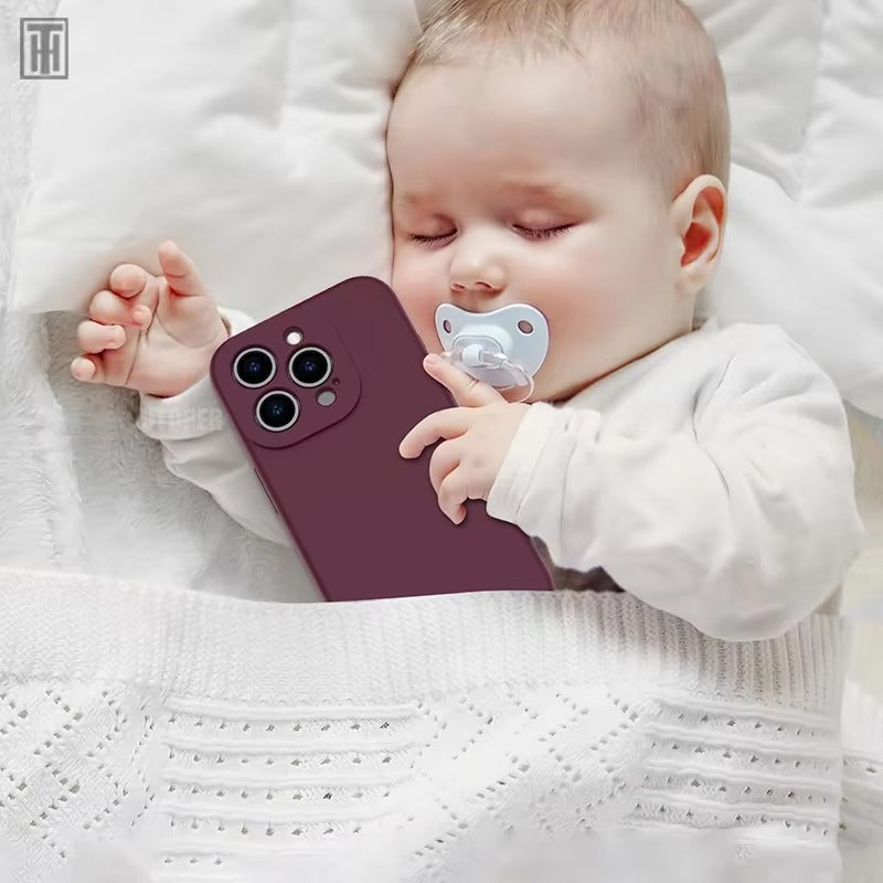 Luxury iPhone Case — Silicone Anti-Skid Shockproof Cover, Full Lens Protection, Anti-Fingerprint, Anti-Scratch, Dustproof, Soft Matte Finish