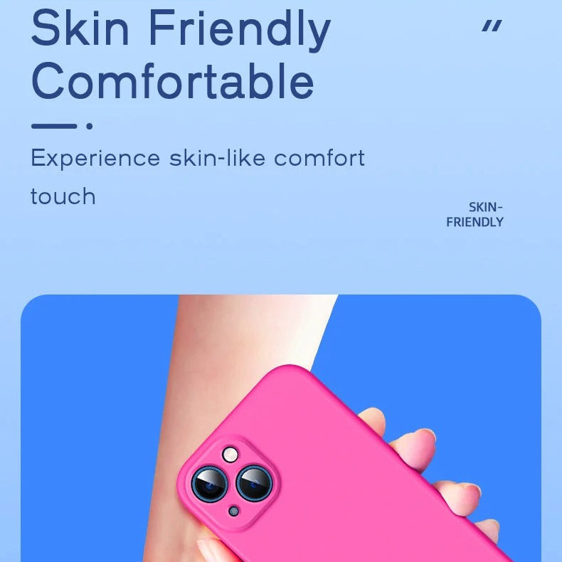 Luxury iPhone Case — Silicone Anti-Skid Shockproof Cover, Full Lens Protection, Anti-Fingerprint, Anti-Scratch, Dustproof, Soft Matte Finish