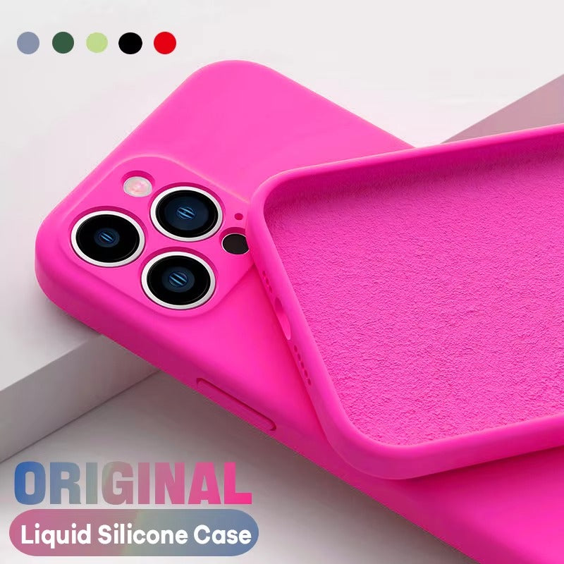 Luxury iPhone Case — Silicone Anti-Skid Shockproof Cover, Full Lens Protection, Anti-Fingerprint, Anti-Scratch, Dustproof, Soft Matte Finish