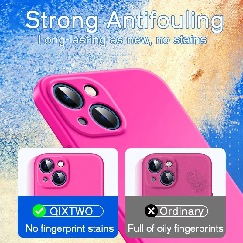 Luxury iPhone Case — Silicone Anti-Skid Shockproof Cover, Full Lens Protection, Anti-Fingerprint, Anti-Scratch, Dustproof, Soft Matte Finish