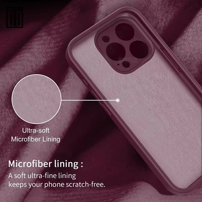 Luxury iPhone Case — Silicone Anti-Skid Shockproof Cover, Full Lens Protection, Anti-Fingerprint, Anti-Scratch, Dustproof, Soft Matte Finish