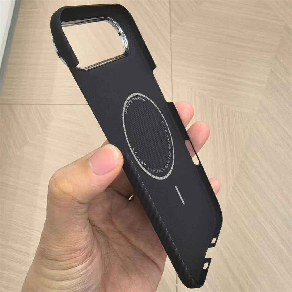 Luxury iPhone Case — Slim Aramid Fiber MagSafe Cover with Lightweight Case-Less Touch Feel and Durable Protective Design