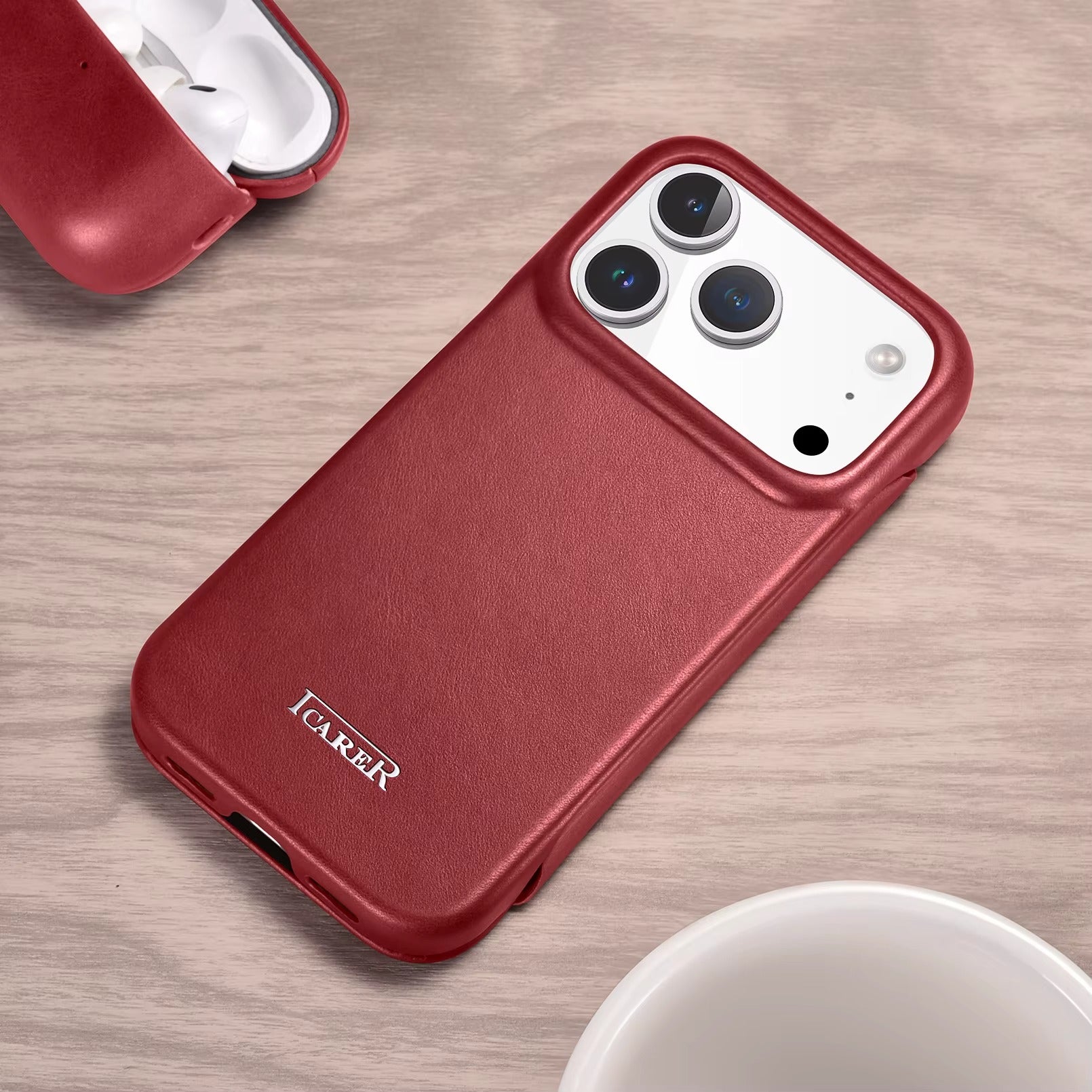 Luxury iPhone Case — Slim Genuine Leather Magnetic Folio Cover with Wireless-Charging Support, Shockproof Protection and Non-Slip Dustproof Design