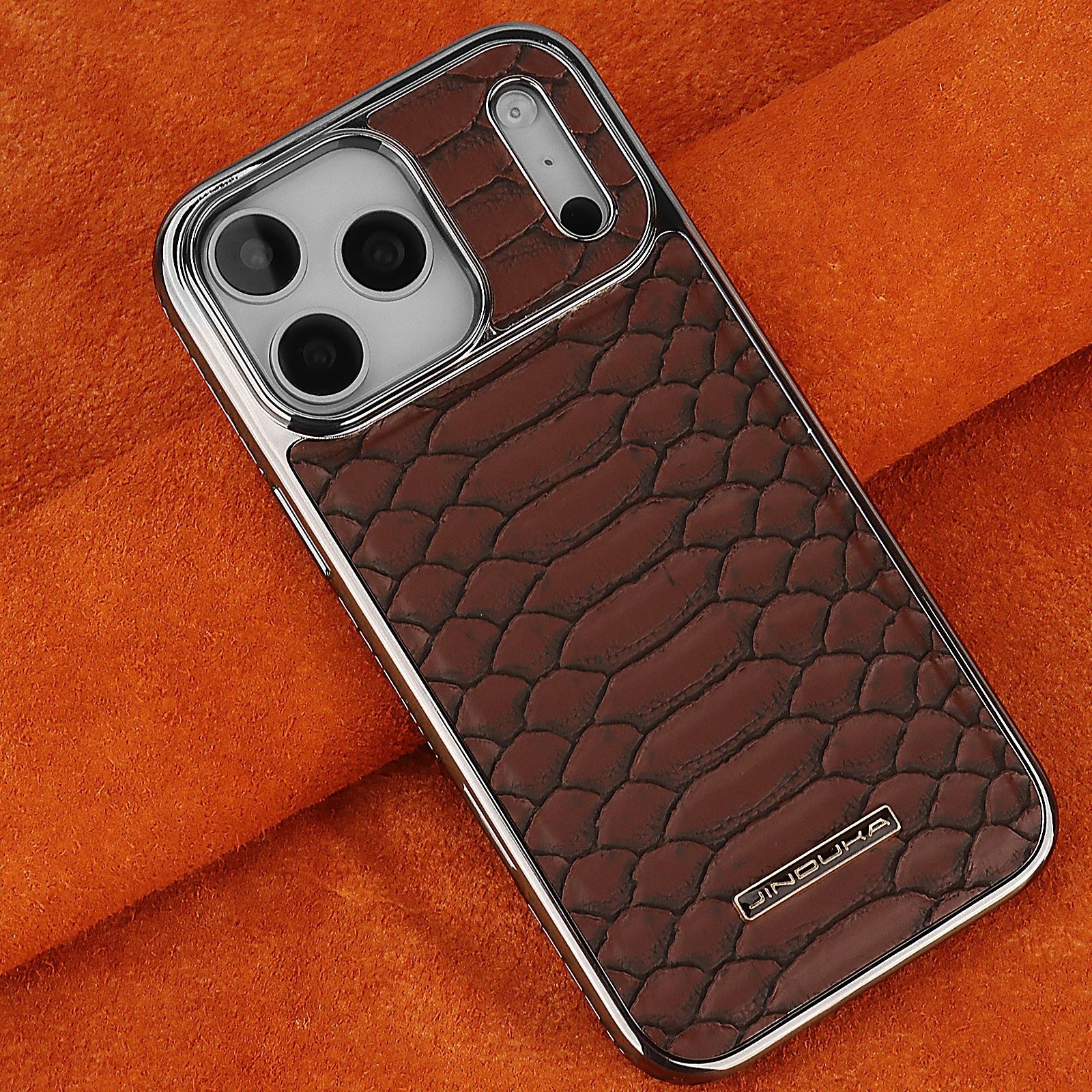 Luxury iPhone Case — Snake-Pattern Leather Cover with Soft Flannel Inner Lining, Premium Protective Design & Stylish Fashion Finish
