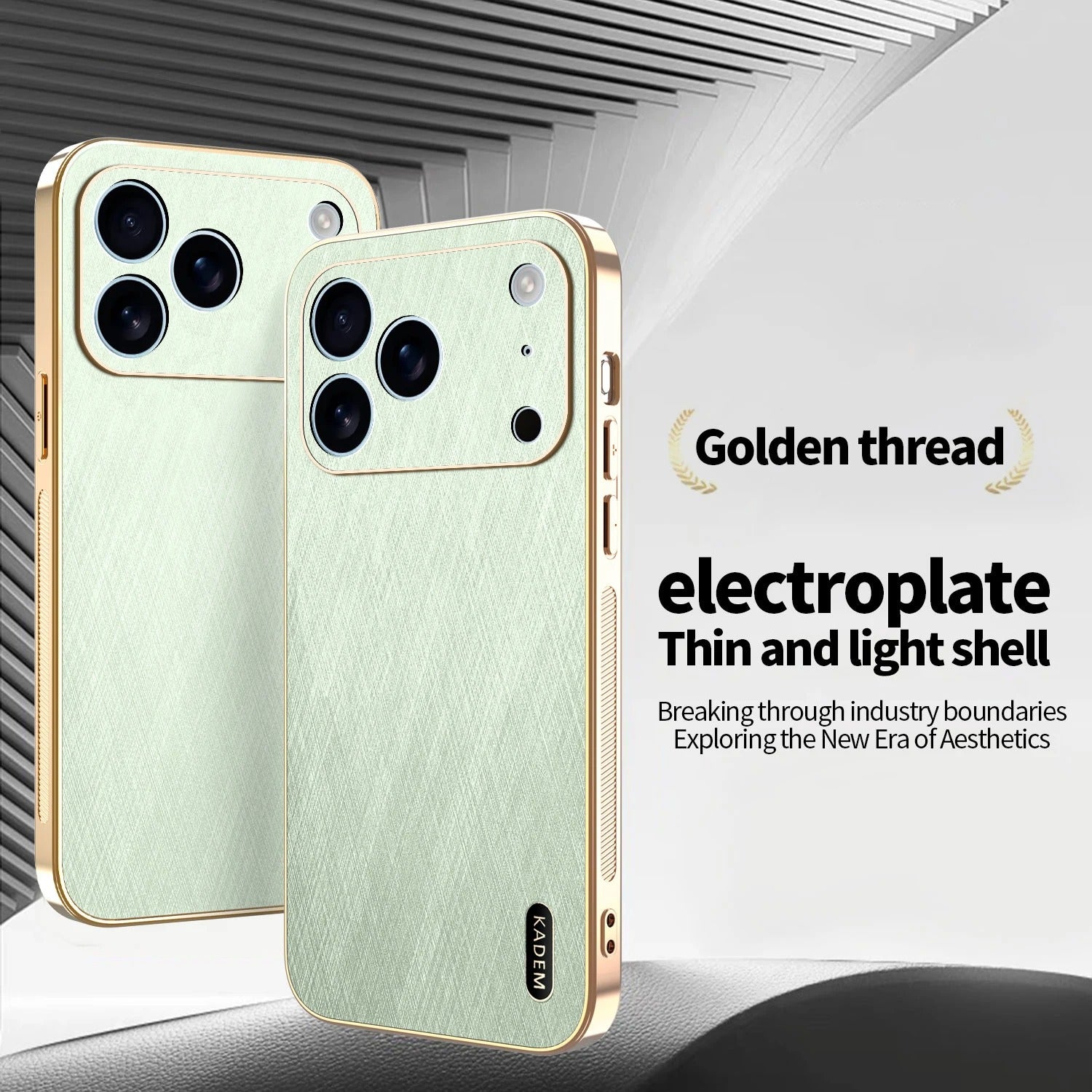 Luxury iPhone Case — Thin Electroplated Golden-Thread PU Leather Cover with Shockproof Anti-Fingerprint Anti-Scratch Protection & Lightweight Non-Slip Design