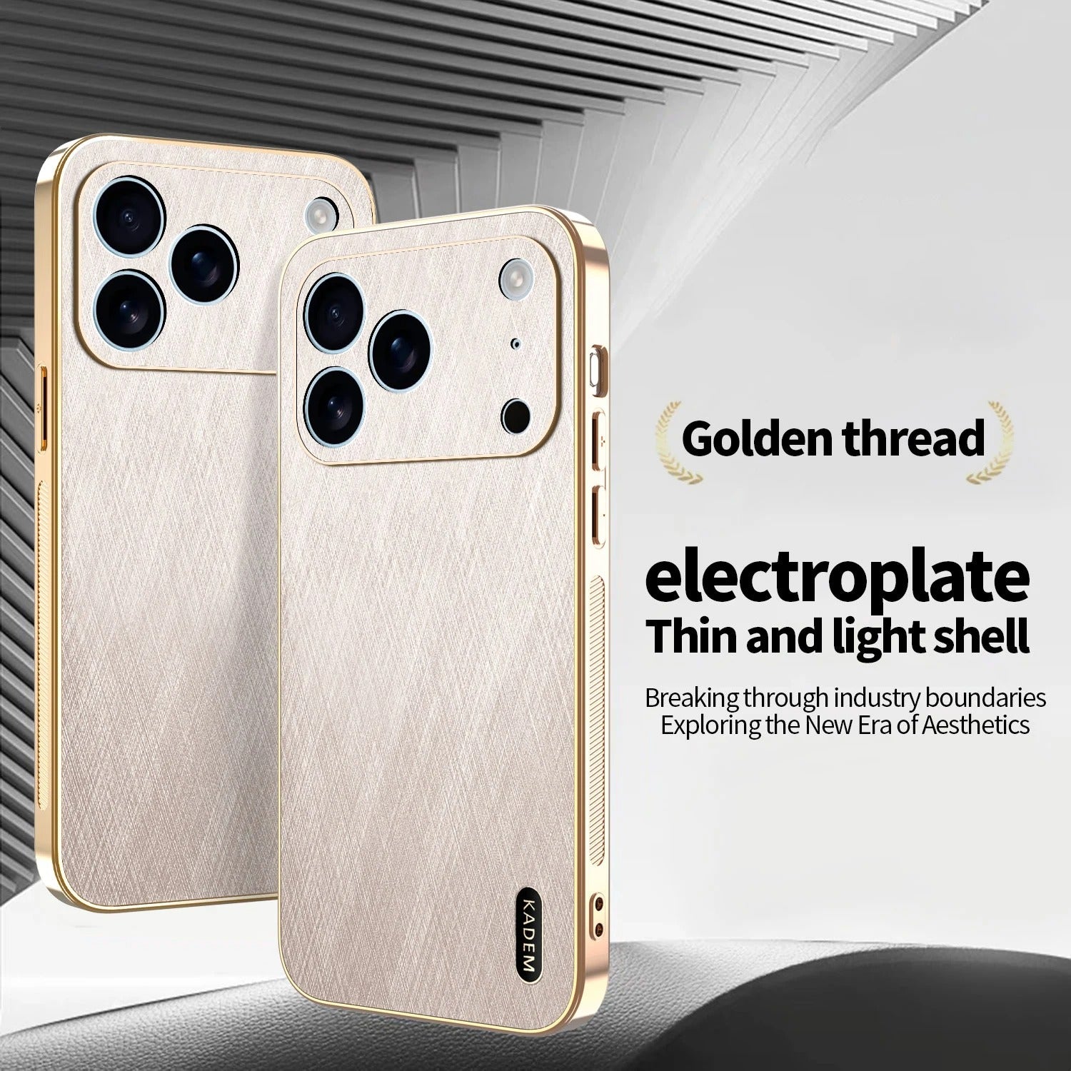 Luxury iPhone Case — Thin Electroplated Golden-Thread PU Leather Cover with Shockproof Anti-Fingerprint Anti-Scratch Protection & Lightweight Non-Slip Design