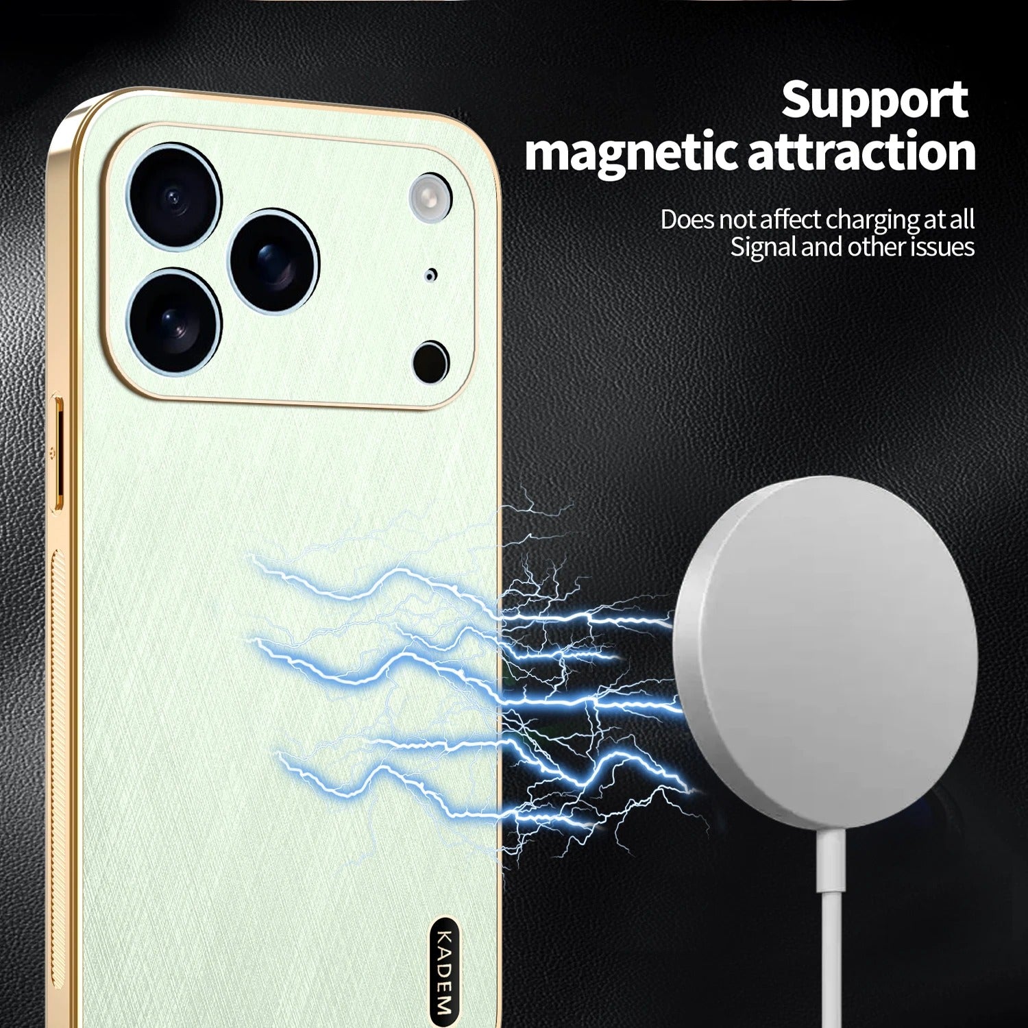 Luxury iPhone Case — Thin Electroplated Golden-Thread PU Leather Cover with Shockproof Anti-Fingerprint Anti-Scratch Protection & Lightweight Non-Slip Design