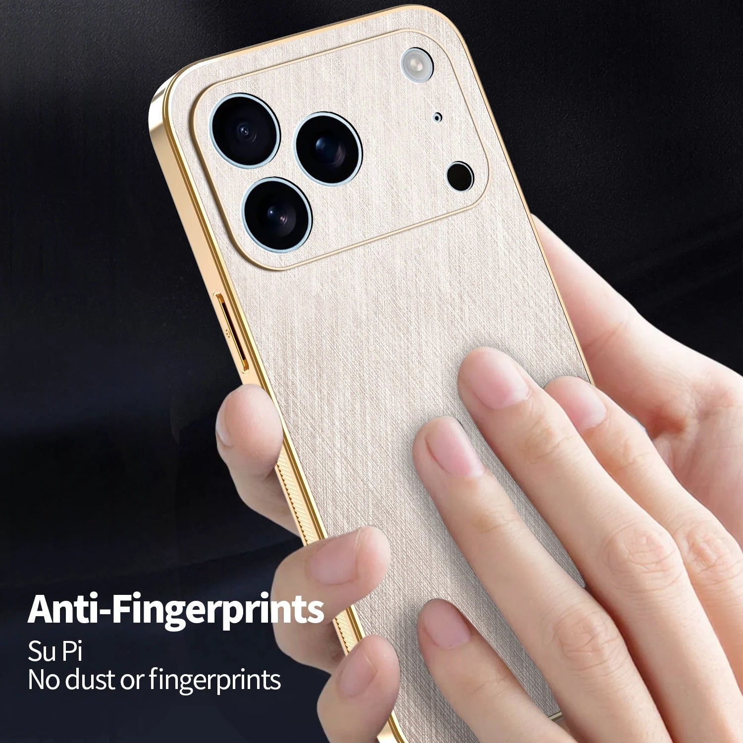 Luxury iPhone Case — Thin Electroplated Golden-Thread PU Leather Cover with Shockproof Anti-Fingerprint Anti-Scratch Protection & Lightweight Non-Slip Design