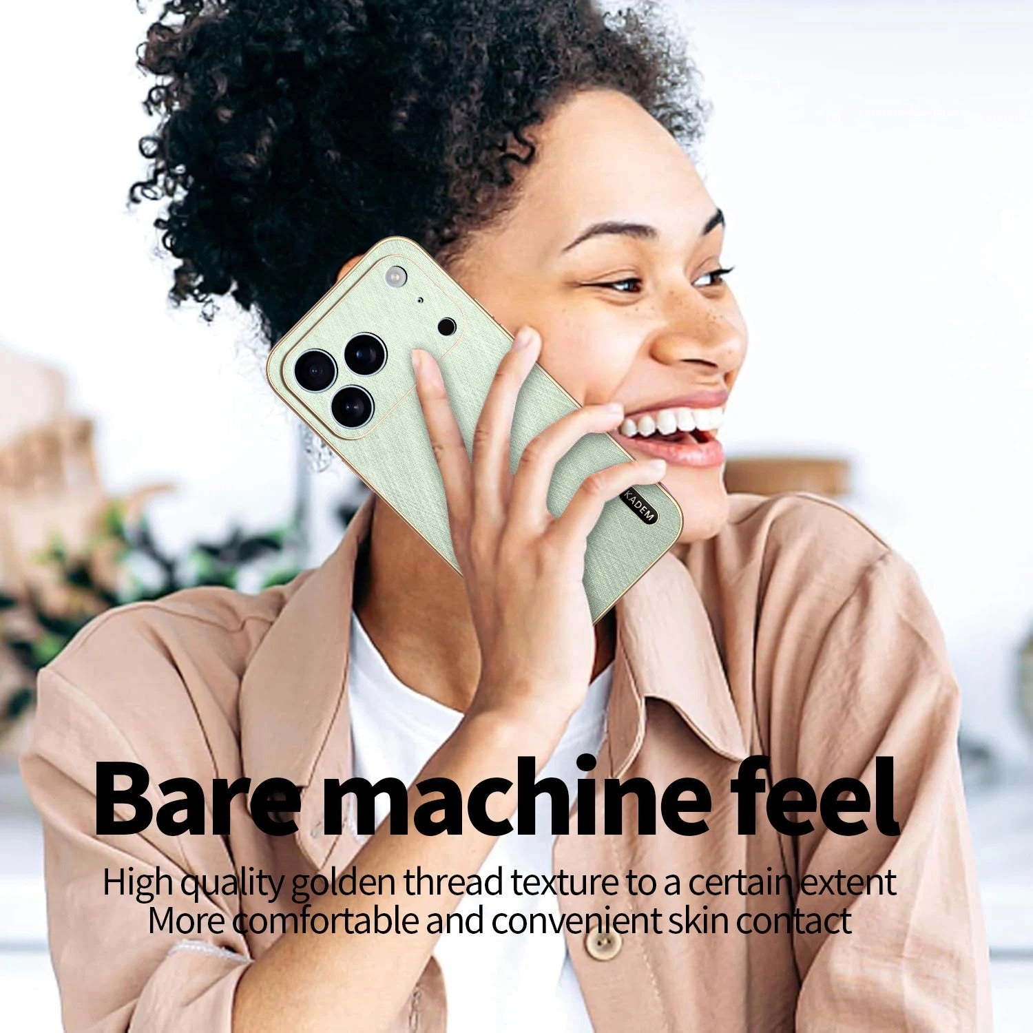 Luxury iPhone Case — Thin Electroplated Golden-Thread PU Leather Cover with Shockproof Anti-Fingerprint Anti-Scratch Protection & Lightweight Non-Slip Design