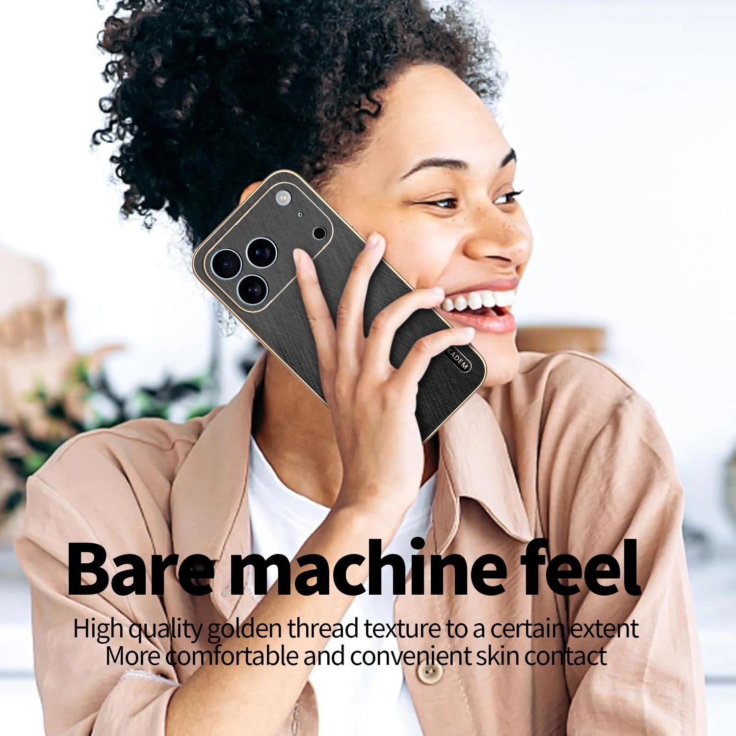 Luxury iPhone Case — Thin Electroplated Golden-Thread PU Leather Cover with Shockproof Anti-Fingerprint Anti-Scratch Protection & Lightweight Non-Slip Design