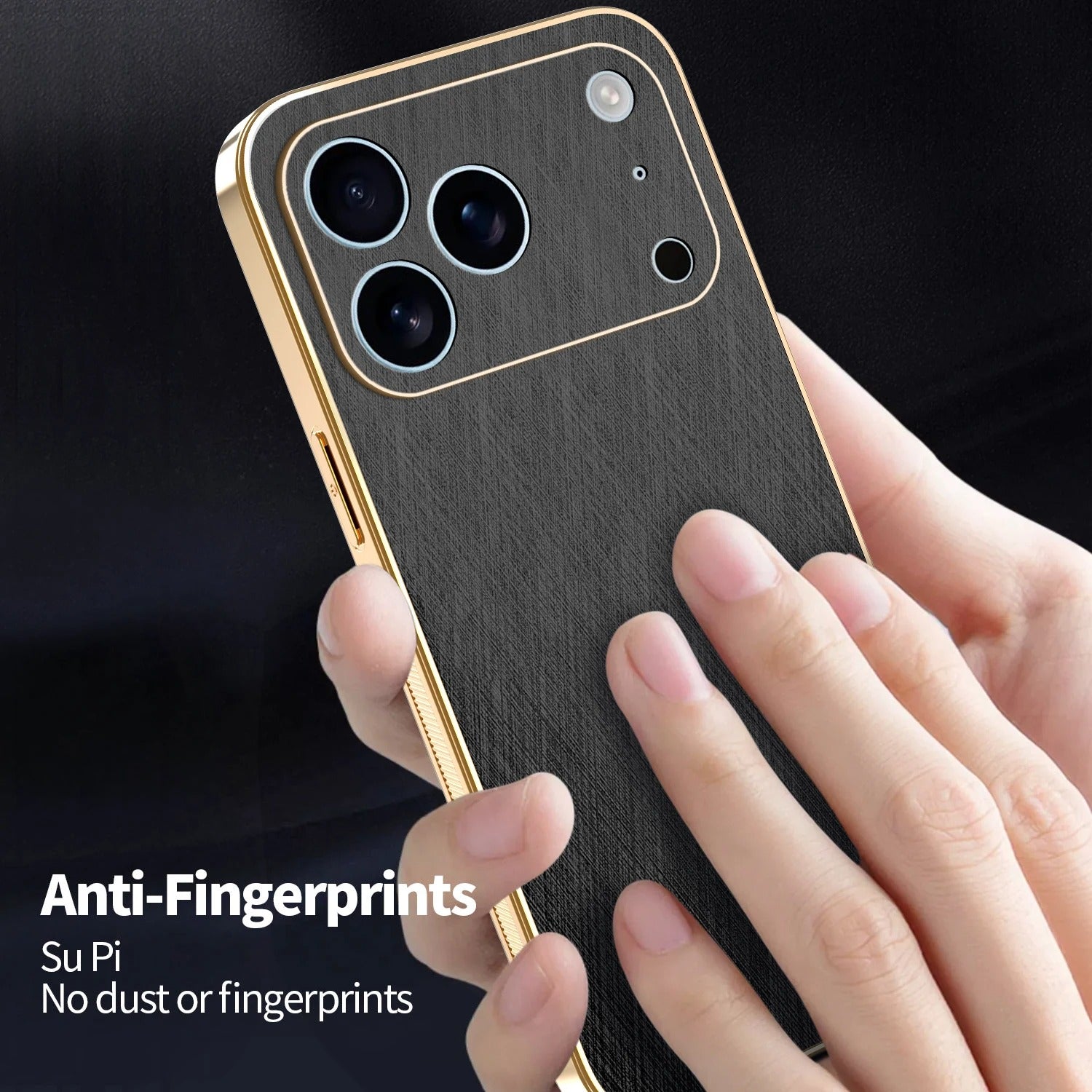 Luxury iPhone Case — Thin Electroplated Golden-Thread PU Leather Cover with Shockproof Anti-Fingerprint Anti-Scratch Protection & Lightweight Non-Slip Design