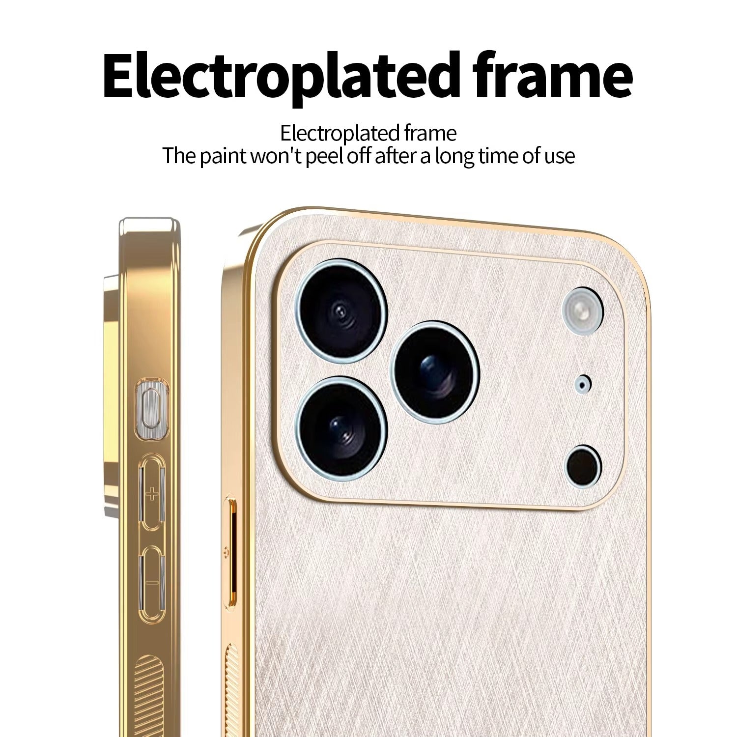 Luxury iPhone Case — Thin Electroplated Golden-Thread PU Leather Cover with Shockproof Anti-Fingerprint Anti-Scratch Protection & Lightweight Non-Slip Design
