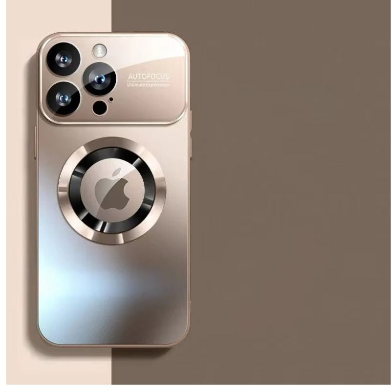 Luxury iPhone Case — Titanium-Metallic Matte MagSafe Cover with Lens Camera Protection, Shockproof PC and Silicone Design and Exposed Logo Style