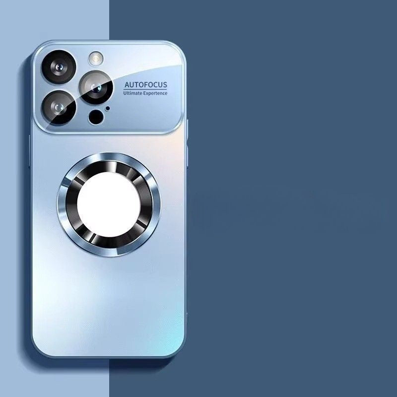 Luxury iPhone Case — Titanium-Metallic Matte MagSafe Cover with Lens Camera Protection, Shockproof PC and Silicone Design and Exposed Logo Style