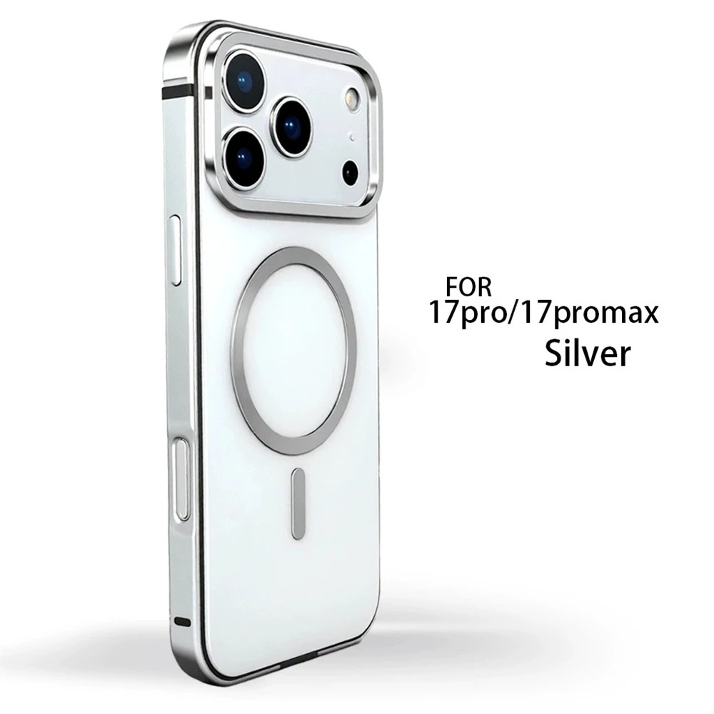Luxury iPhone Case — Titanium Alloy Magnetic MagSafe Cover with Wireless Charging, Shockproof Aluminum Bumper and PC+TPU Back Design