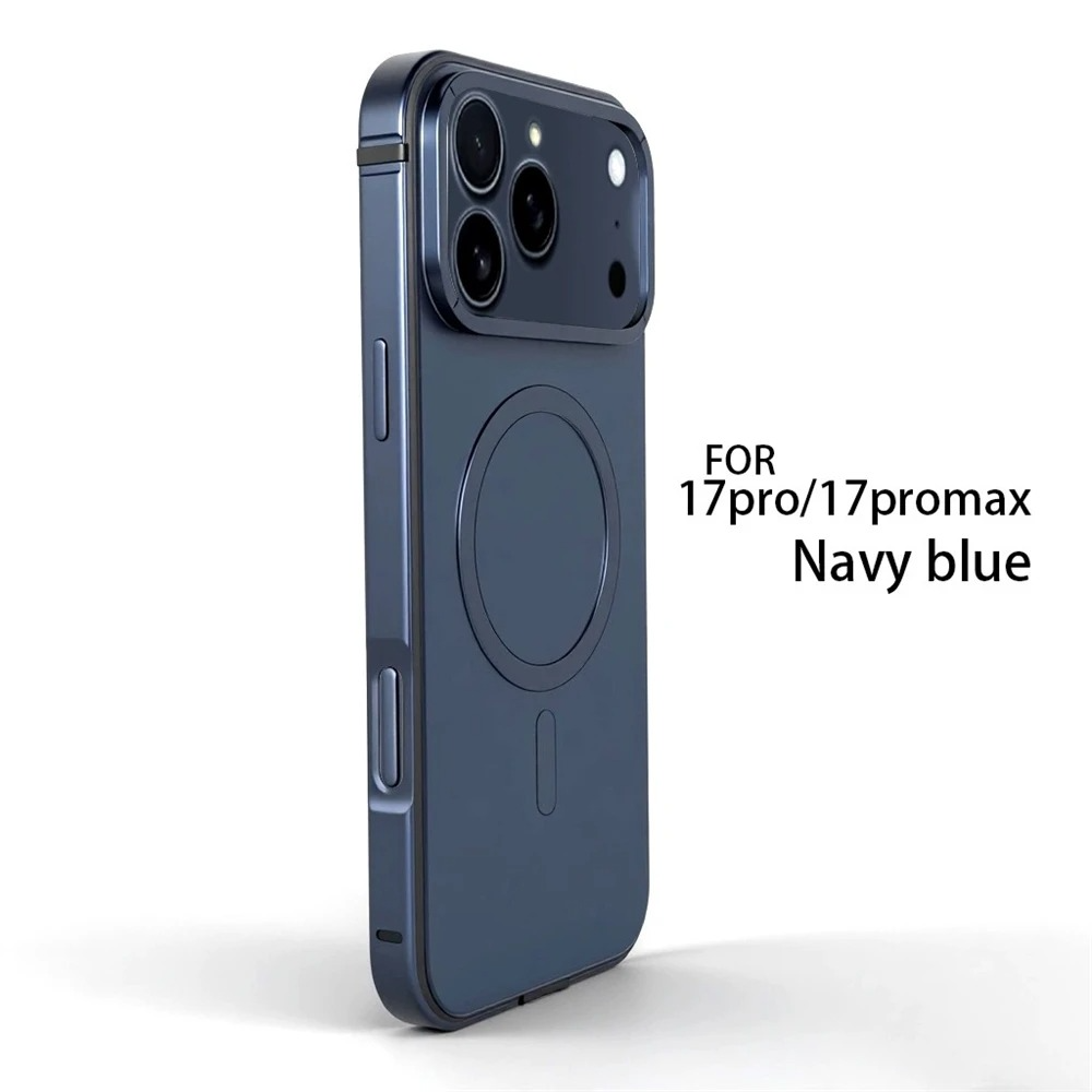 Luxury iPhone Case — Titanium Alloy Magnetic MagSafe Cover with Wireless Charging, Shockproof Aluminum Bumper and PC+TPU Back Design