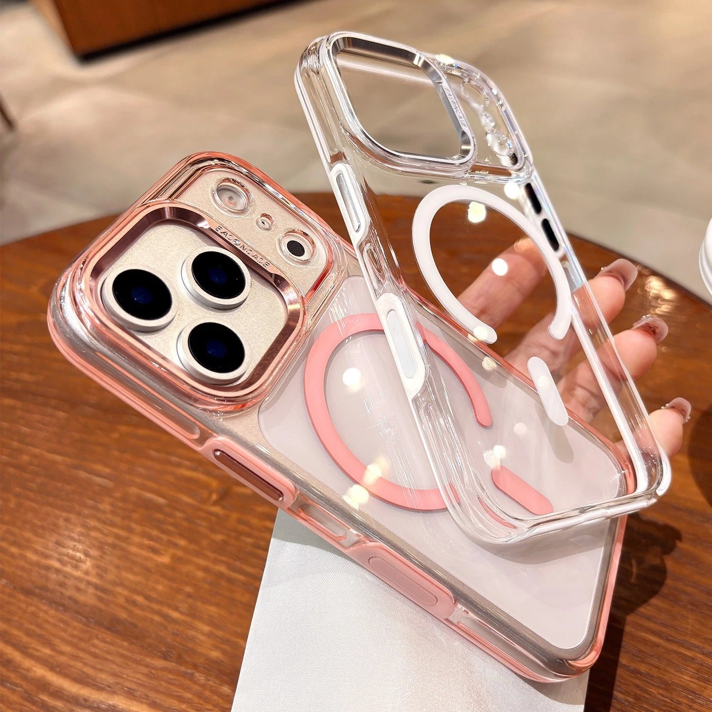 Luxury iPhone Case — Transparent Hard Acrylic MagSafe Cover with Shockproof TPU Edges, Anti-Fingerprint Anti-Scratch Dustproof Lightweight Design