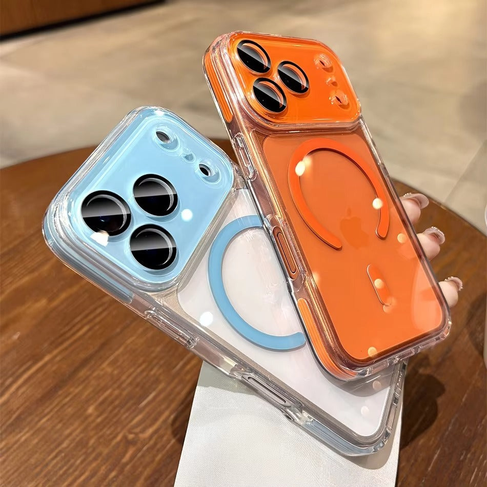 Luxury iPhone Case — Transparent MagSafe Clear PC Cover with Shockproof TPU Bumper, Anti-Fingerprint Anti-Scratch Dustproof Lightweight Design