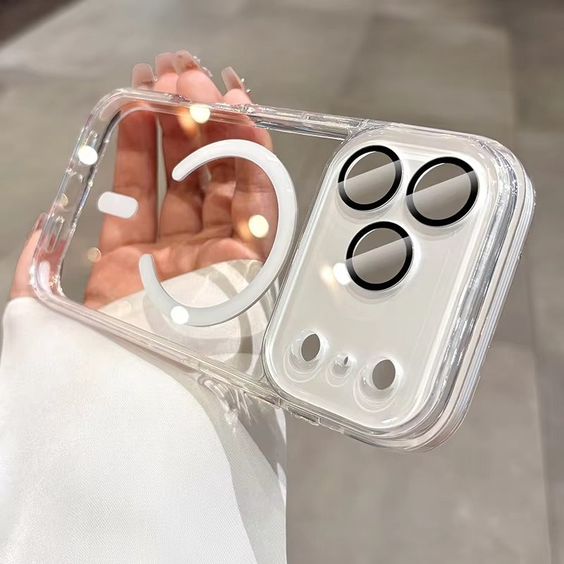 Luxury iPhone Case — Transparent MagSafe Clear PC Cover with Shockproof TPU Bumper, Anti-Fingerprint Anti-Scratch Dustproof Lightweight Design