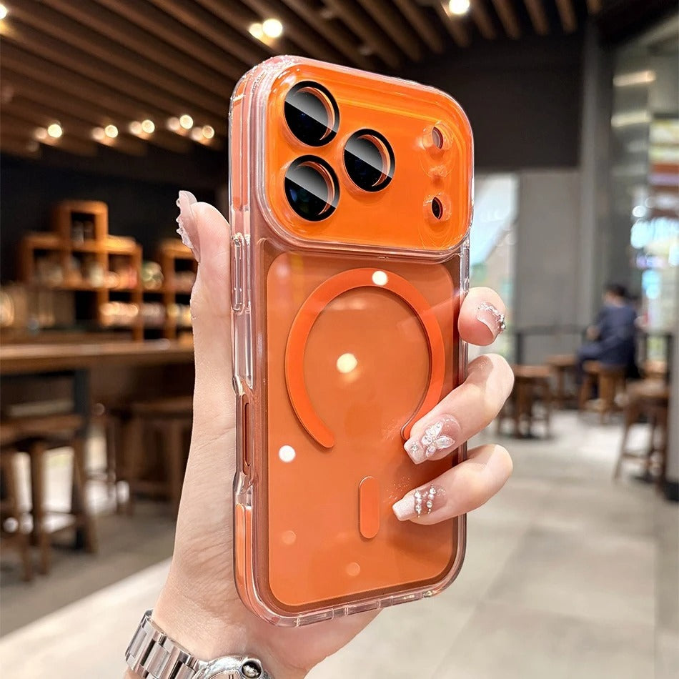 Luxury iPhone Case — Transparent MagSafe Clear PC Cover with Shockproof TPU Bumper, Anti-Fingerprint Anti-Scratch Dustproof Lightweight Design