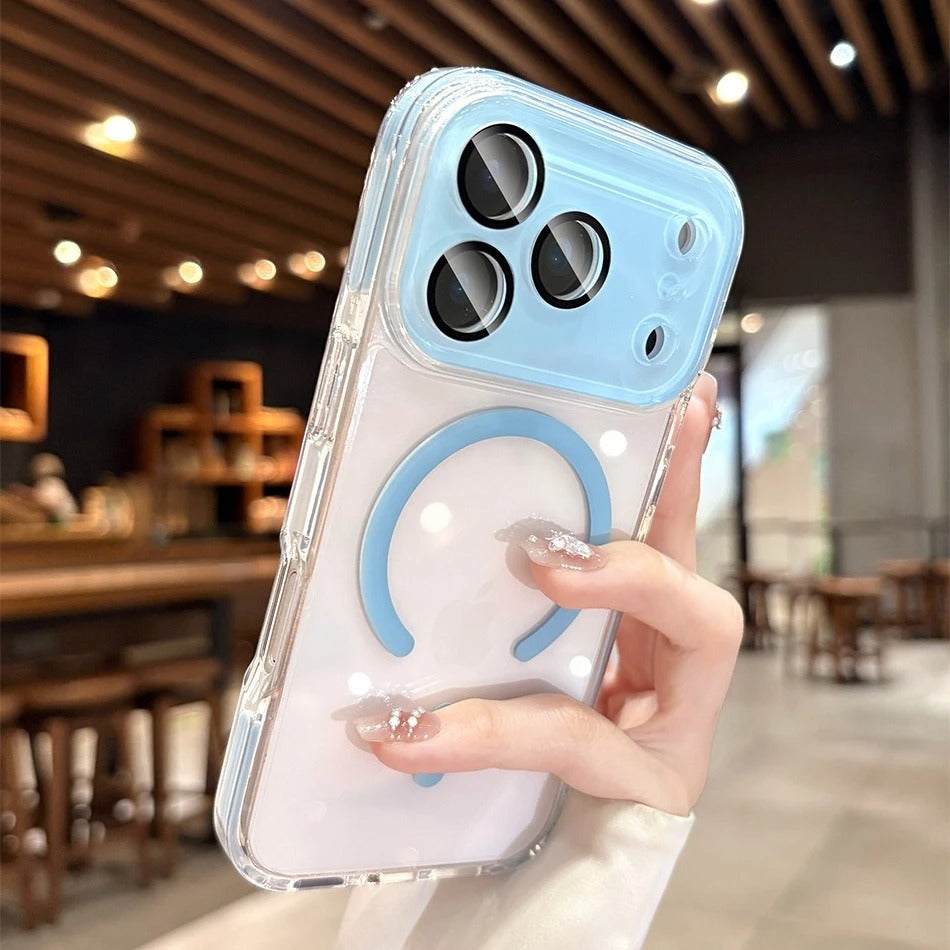 Luxury iPhone Case — Transparent MagSafe Clear PC Cover with Shockproof TPU Bumper, Anti-Fingerprint Anti-Scratch Dustproof Lightweight Design