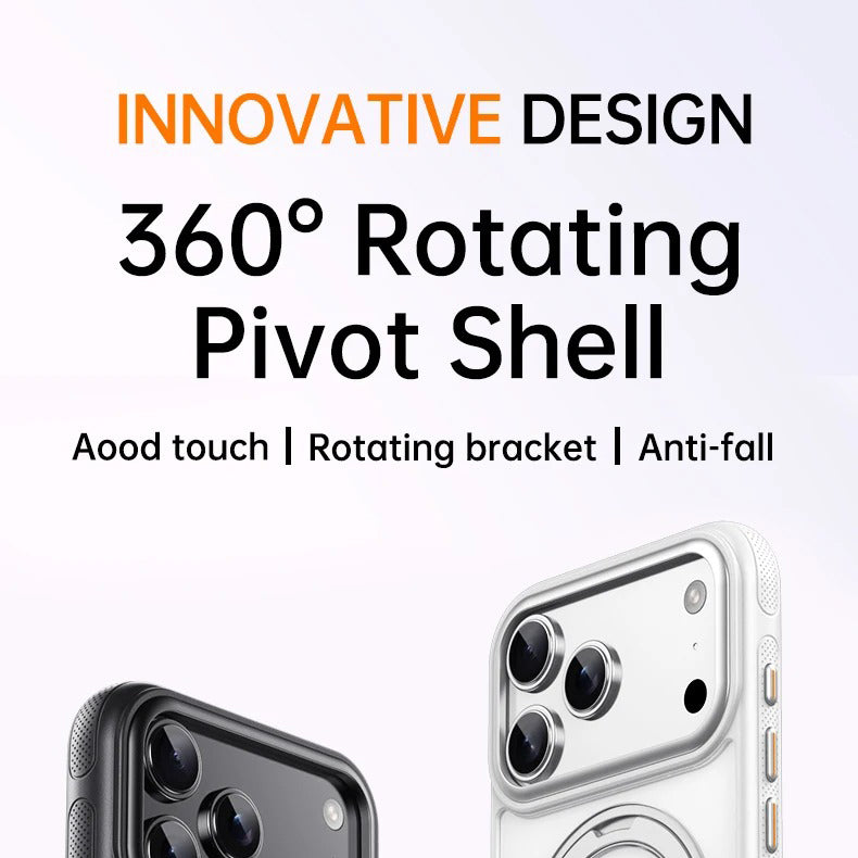 Luxury iPhone Case — Transparent MagSafe Magnetic Cover with 360° Rotating Ring Stand, Shockproof TPU+PC Protection and Kickstand Design