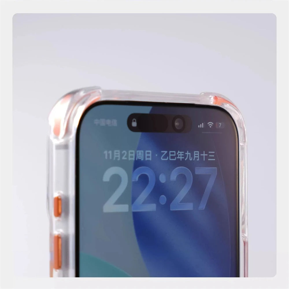 Luxury iPhone Case — Transparent Magnetic Shockproof Cover with Glass Lens Protector, Built-In Stand Holder & Full-Coverage Non-Slip Design