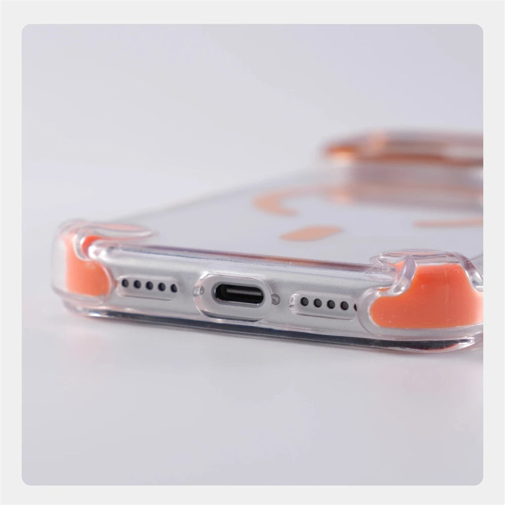 Luxury iPhone Case — Transparent Magnetic Shockproof Cover with Glass Lens Protector, Built-In Stand Holder & Full-Coverage Non-Slip Design