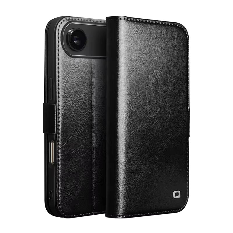 Luxury iPhone Case — Ultra-Slim Handmade Genuine Leather Wallet Flip Cover with Card Slots, Shockproof Drop Protection & Premium Cowhide Texture