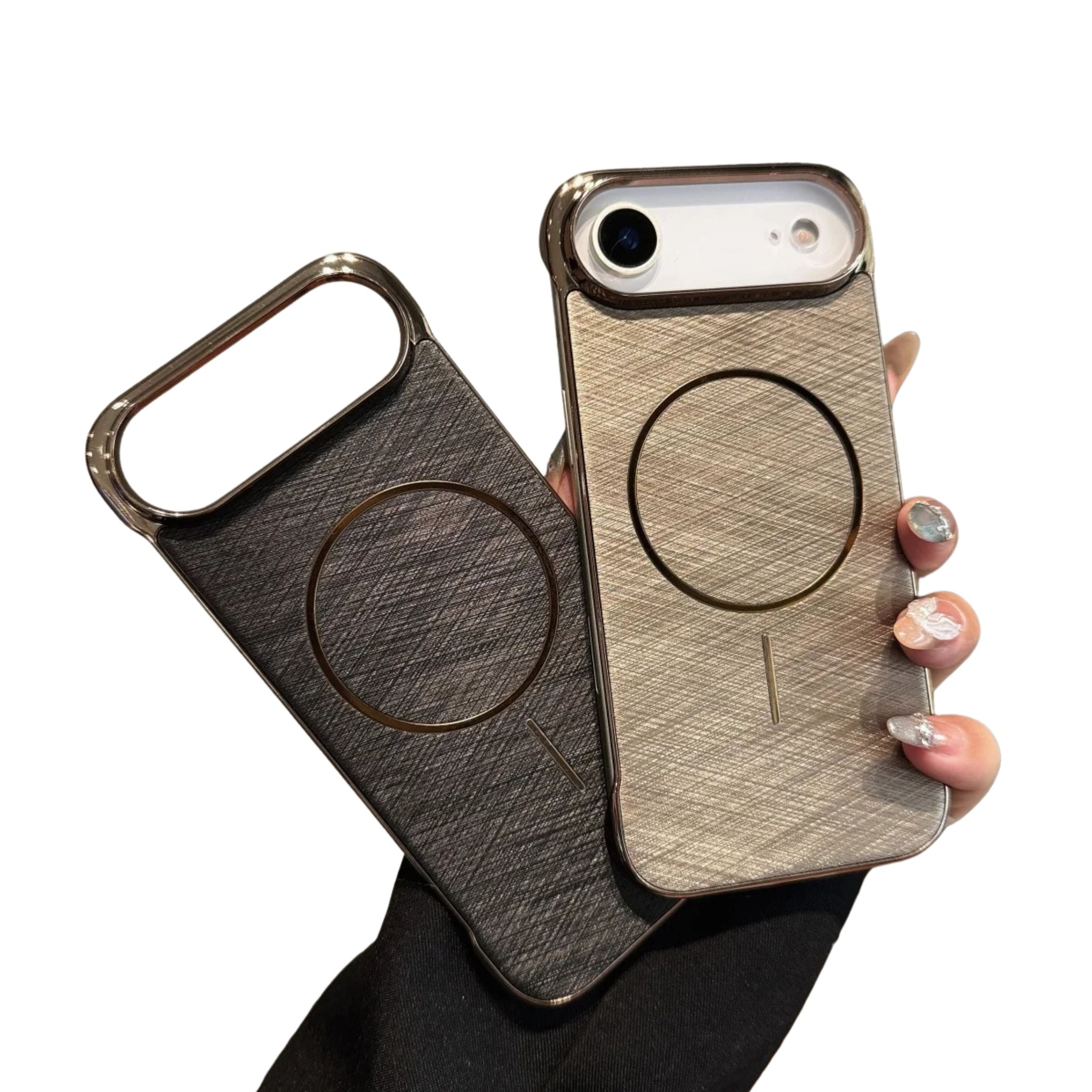 Luxury iPhone Case — Ultra-Slim Plating Frameless Gold-Wire Magnetic Cover with Shockproof Design and MagSafe Wireless-Charging Protection